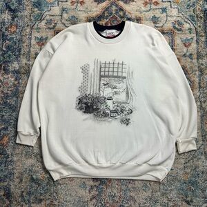 Vintage Window Birds Nature Crewneck Size XXL